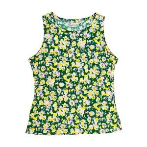 Vintage 1970s Polyester Tank Top Maximalism Flower Power Print Women's XS/S
